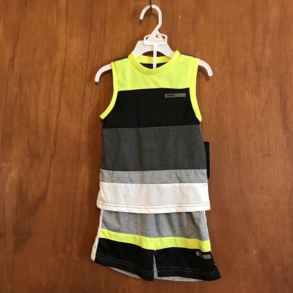 RBX Boy’s Color Block 2-Piece Performance Workout shorts matching set